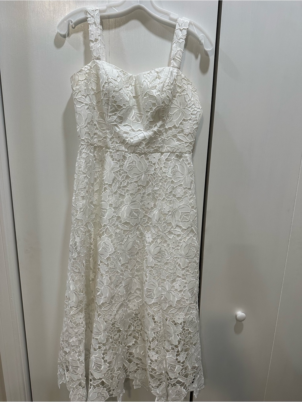 David's Bridal White Lace Strappy A-Line Dress